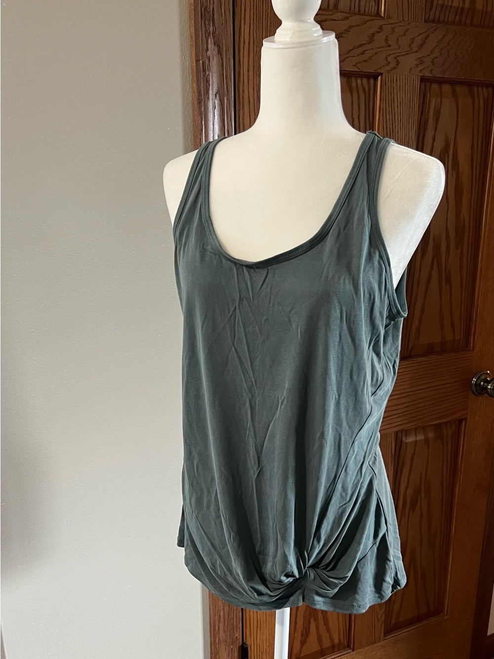 Maurices Twisted Hem Tank Top - Olive Teal Green